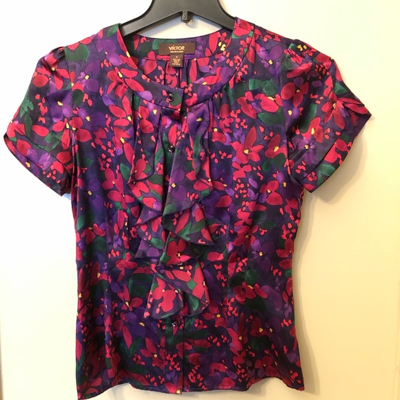 Víctor Alfaro 100% Silk‎ Top - Picture 1 of 5